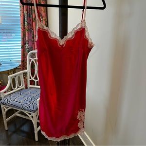 Victoria Secret Red Satin Slip Dress - Large
